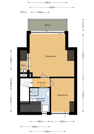 Floorplan - Jan van Zutphenlaan 21C, 3555 SN Utrecht